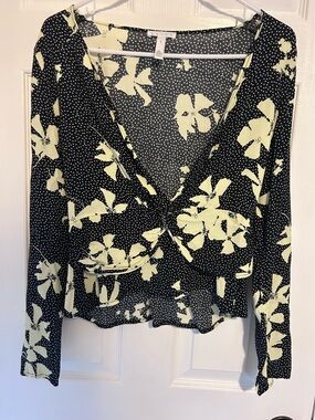 Leith Black Top with Cream Floral Print